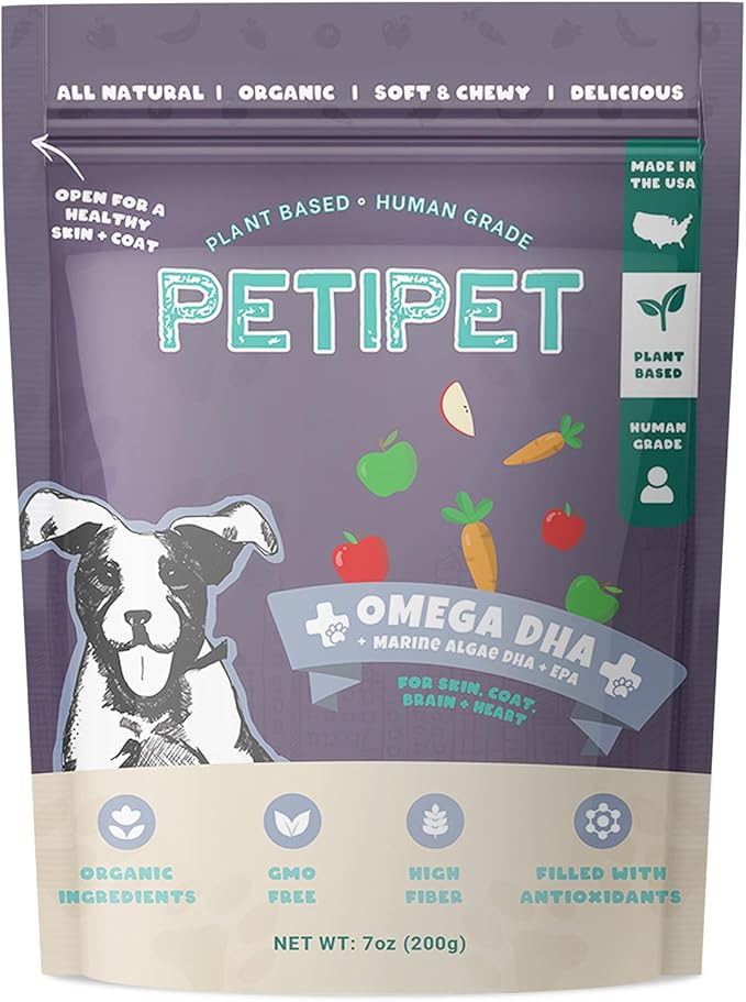 Omega 3 for Dogs - Skin, Coat, Brain & Heart Health Supplement- For Dry, Itchy, or Flaky Skin - Allergies and Itch Relief Soft & Chewy Chews - DHA and EPA Omega 3 Fatty Acids from Marine Algae