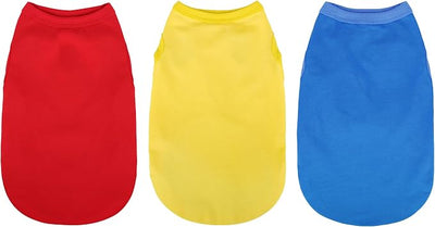 Paiaite 3 Pieces Plain Dog Shirt Sleeveless Puppy Cotton Dog Shirts Breathable Pet Apparel Tank Top Colorful Puppy Sweatshirt Clothes for Small Medium Dogs Red Yellow and Blue 3XL