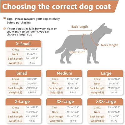 SAWMONG Waterproof Dog Winter Coat, Warm Fleece Lined Dog Jacket with Hood, Windproof Puppy Coat, Pet Apparel Vest Outdoor&Indoor Winter Activities(Khaki,L)