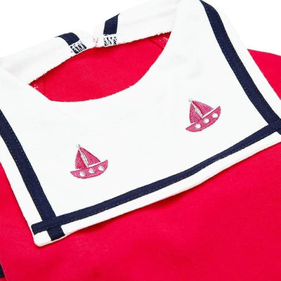 Blueberry Pet Soft & Comfy Summer Vacation Beach Cotton Dog T-Shirts, Cerise Red, 2 Pack, Sailor Suit Shirts Tank Top Clothes, Back Length 20"