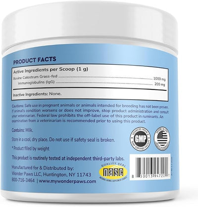 WONDER PAWS Premium Grass Fed Colostrum for Dogs – Pure Bovine Colostrum for Dogs – Immune, Allergy, Skin & Itch Relief – All Ages, Sizes & Breeds – 3.20oz