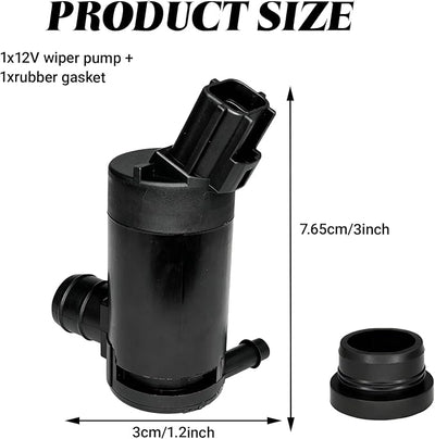Windshield Washer Pump with Rubber Grommet, Replacement Windshield Washer Pumps Wiper Pump, Compatible with Ford Lincoln Mazda Mercury, OEM# 89017059,173686, F7C617664AB WG-315, 8C3417664AA