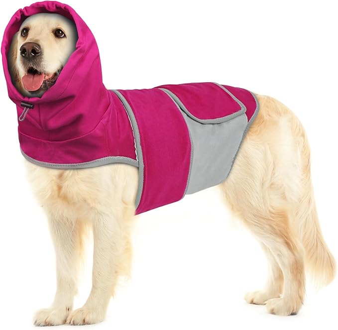 Dog Anxiety Shirt with Hood, Thunder Vest Noise-Reducing, Skin-Friendly Relief Calming Jacket for Storm, Separation, Festive Fireworks, Vet Visits, S, Bright Red
