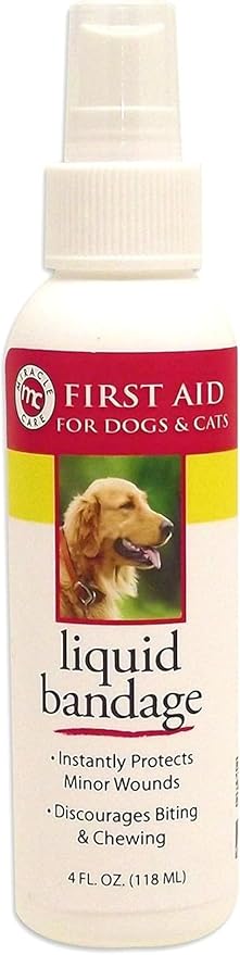 First Aid Liquid Bandage Spray for Dogs and Cats, 4 Ounce, Instantly Protects Minor Wounds and Discourages Licking