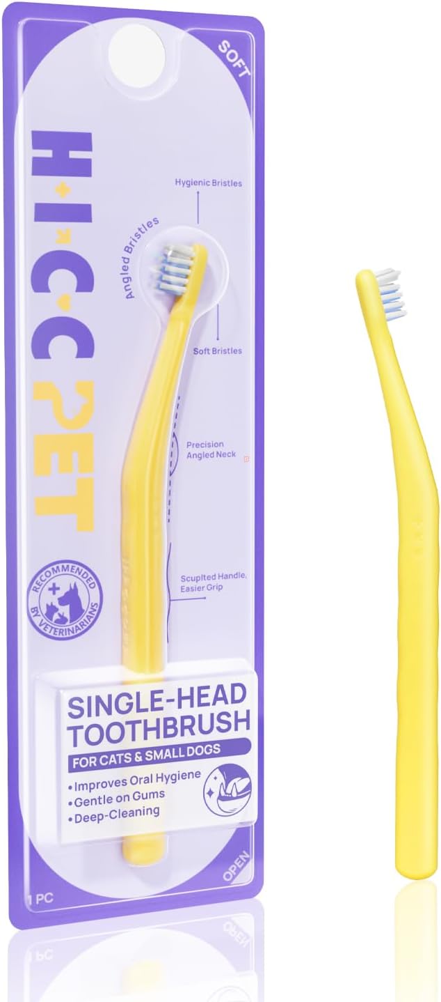 Toothbrush for Cats & Small Dogs, Vet-Recommended Ergonomic Pet Toothbrush for Easy Teeth Cleaning, Gentle on Gums, Cat & Dog Dental Care, Improves Oral Hygiene. Toothpaste Not Included