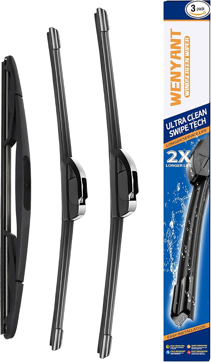 24"/22"/12" Windshield Wipers Compatible with Ford Flex 2009-2019 Front and Rear Wiper Blades for My Car Original Equipment Automotive Replacement (Set of 3)