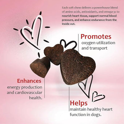 Heart Support Supplement for Dogs-Vet-Formulated, Antioxidant-Rich-L-Taurine, L-Carnitine,EPA,DHA,CoQ10-Aids Circulatory Strength, Cardiovascular Support, Heart Muscle Function-USA Made-120 Soft Chews