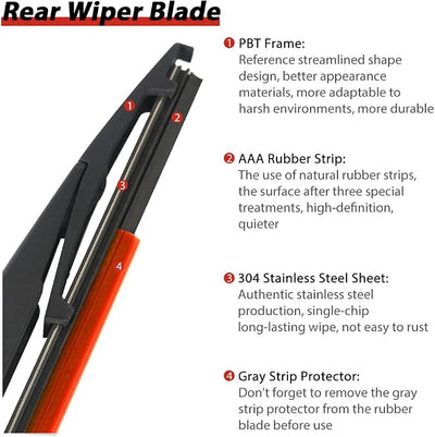 OTUAYAUTO Rear Windshield Wiper Replacement for Kia Sportage 2017-2022, Carens 2013-2019, Hyundai I10 2013-2022 Back Window Wiper Blade Arm Cover Kits Accessories Assembly