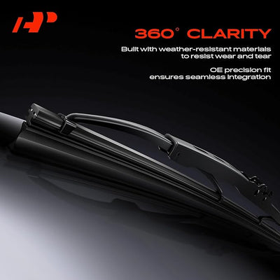 A-Premium 26"+20"+14" Windshield Wiper Blades with Wear Indicator & Towel | Compatible with Acura MDX 2014-2020, Front Rear Wipers Blade Set for Hook/RL3 Arm Connector, Pack of 3