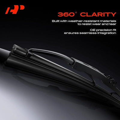 A-Premium 24"+22"+12" Windshield Wiper Blades with Wear Indicator & Towel | Compatible with Lincoln MKT 2010-2019, Front Rear Wipers Blade Set for TL2/Snap Claw Arm Connector, Pack of 3