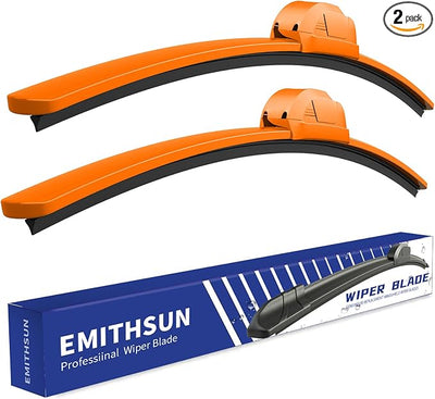 OEM QUALITY 24" + 19" Premium All-Seasons Durable Stable And Quiet Orange Windshield Wiper Blades (Set of 2)