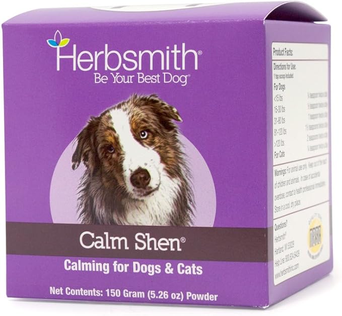Calm Shen – Herbal Blend for Dogs & Cats – Natural Anxiety Remedy for Dogs & Cats – Feline and Canine Calming Supplement – 150g Powder