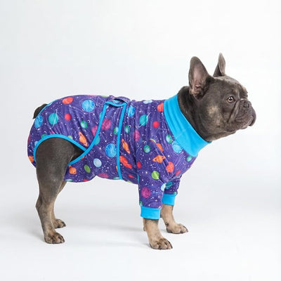 Spark Paws Dog Surgery Recovery Suit – Dog Recovery Suit After Surgery, Anti-Lick Dog Onesie, Abdominal Wound Protector, Soft Cone Alternative for Spay Neuter Male Female Pet Recovery - Planets - XL