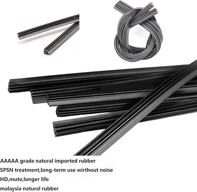 4-Piece Bracketless Wiper Rubber Filler Strip, 34 Inches Adjustable for Front Rear Windshield, Suitable for Doors, Windows (Black)