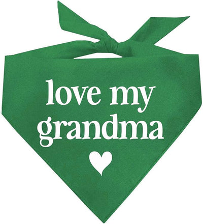 Love My Grandma Mother's Day, Valentine's Day Dog Bandana (Green, XS 399)