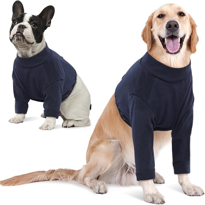 Dog Recovery Suit, Dog Surgery Recovery Suit Front Legs, Comfy Joint Leg Sleeves After Surgery, Elbow Braces Protector for Leg Injuries & Joint Pain, Cone Collar Alternatives,Navy,S
