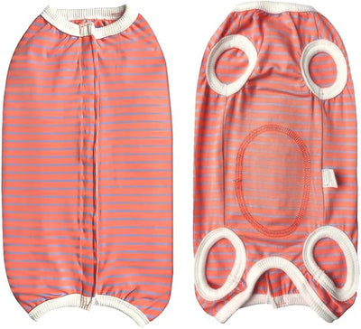 Dog's Recovery Suit Post Surgery Shirt for Puppy, Small Dog Surgical Recovery Suit for Female Male Dogs, Dog Onesie Protect Surgical Wound(Orange Gray Stripe-XXS)