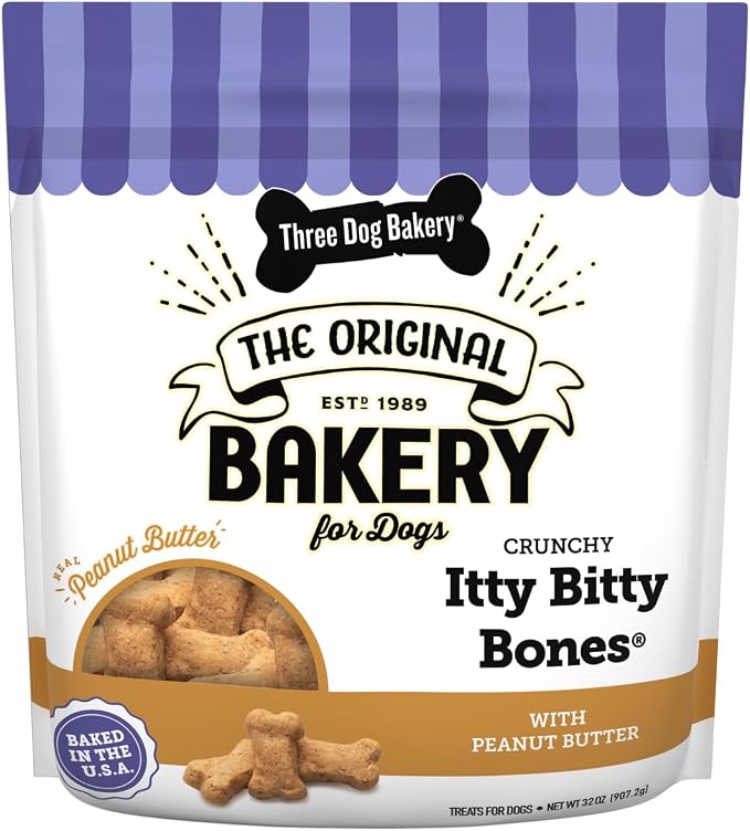 Itty Bitty Bones Peanut Butter Dog Treats, 32oz - Crunchy Bones for Dog Training Treats, Real Peanut Butter Puppy Training Treats, Dog Bakery Treats