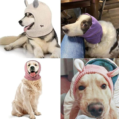 Quiet Ears for Dogs Anxiety Barking Dog Ear Covers Muffs Snood for Noise | 2PCS Ear Hearing Earmuffs Fireworks Protection Anti Anxiety Dog Hat Large Dog (Purple & Grey)