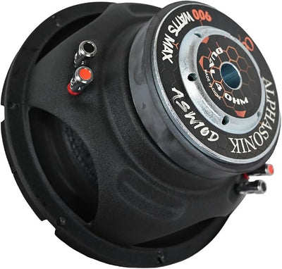 Alphasonik ASW10D AS Series 10" 900 Watts Max / 300 Watts RMS Dual 4 Ohm Car Subwoofer Stamped Steel Basket with Stronium Magnet Non Pressed Paper Cone Audio Speaker Bass Sub Woofer