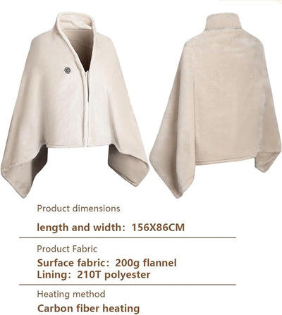 Portable Heated Blanket Heated Shawl Wraps for Women Cordless Heating Blanket for Neeck and Shoulder Soft USB Electric