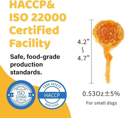 iPaw Turkey Tendon for Dogs, Single Protein, Hypoallergenic, All Natural Human Grade Puppy Chew, Rawhide Alternative Dog Treats, 4 pcs/Pack Lollipop Shape (Small)