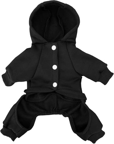 Izefia Dog Hoodie Clothes with Pocket 4 Legs Jumpsuit Fleece Sweater Winter Sweat Shirt Warm Cotton Hoodies for Small Dog Medium Large Cat Black M