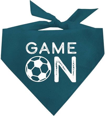 Game On Soccer Dog Bandana | 100% Cotton Adjustable Triangle | Made in USA | Soccer| Sports | Biggest Fan | Game Day | Teal, One Size (1073)