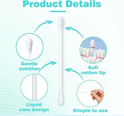 50 Pcs Pet Ear Cleaner Cotton Swabs for Dogs and Cats, Liquid-Filled Ear Cleaning Sticks for Removing Dirt, Wax and Odor, Gentle Ear Care for Dogs Cats and Small Pets