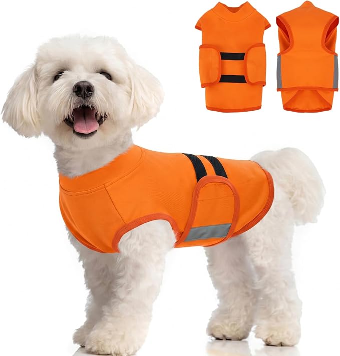 MIGOHI Dog Anxiety Relief Coat,Comfort Anxiety Vest for Dogs,Adjustable Dog Anxiety Calming Wrap for Fireworks,Thunderstorms,Travel, Separation,Anxiety Jacket for Small Dogs, XS,Orange