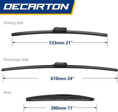 Wiper Blades Replacement for GMC Acadia 2007-2011 | Windshield Wipers-3 Pieces of Car Front and Rear Window Wiper Blade (24+21+11)