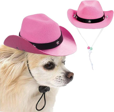 Pet Dog Costume Cowboy Hat Cosplay Cap Puppy Pet Dog Cat Holiday Pet Party Decoration (Pink)