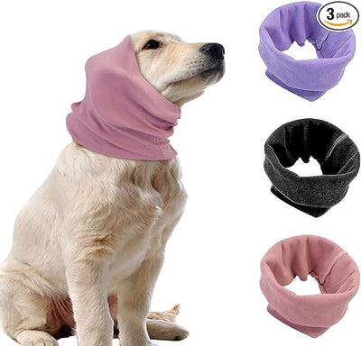 Quiet Ears Covers for Dogs 3pcs,Dog Snoods Ear Covers for Noise,Grooming and Force Drying Miracle Tool for Anxiety Relief & Calming Dogs(Grey+Pink+Purple) (Large)