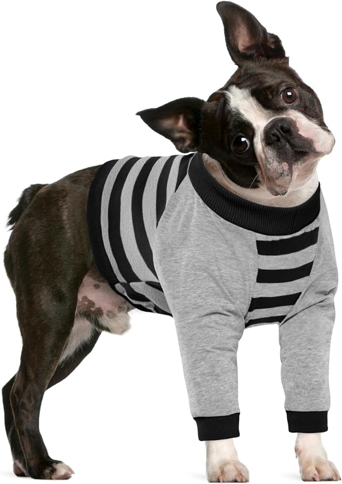 Dog Recovery Sleeve with Elbow Protector,Dogs Shirt Stop Licking Joints,Pet Long Sleeve Suit Protecting Dog's Front Leg Arm Wounds Cover Skin Conditions Black Stripes S