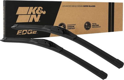 K&N EDGE Wiper Blades: All Weather Performance, Superior Windshield Contact, Streak-Free Wipe Technology: 22" + 21" (Pack of 2)