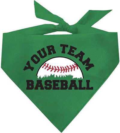Custom Baseball Team Dog Bandana | 100% Cotton Adjustable Triangle | Made in USA | Personalized | Sports Fan | Game Day |Green, X-Small (1431)