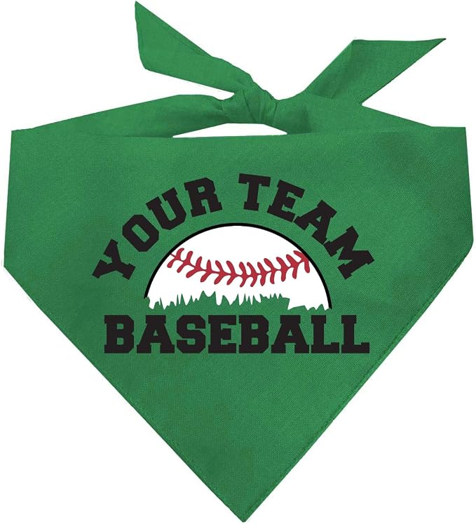 Custom Baseball Team Dog Bandana | 100% Cotton Adjustable Triangle | Made in USA | Personalized | Sports Fan | Game Day |Green, X-Small (1431)