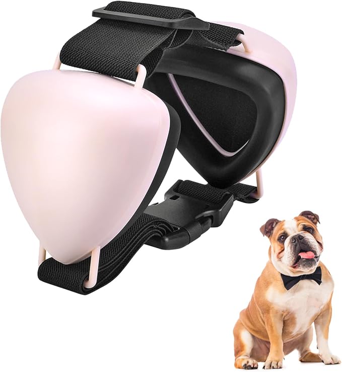 Dog Ear Muffs for Noise Protection, Comfort Dog Noise Cancelling Ear Muffs with Fast Snap Lock for Fireworks, Thunder, Vacuums(Pink,M)