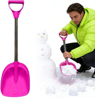 Kids Snow Shovel with Stainless Steel Handle, Kids Beach Shovel Small Digging Shovels with Plastic Scoop, Mini Snow Removal Tool for Beach Driveway Car Garden (Pink)
