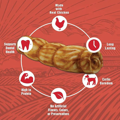 Rewardables Chicken Coated Beef Cheek Rolls for Dogs [9 Inch] — Long Lasting Chew, All Natural, No Artificial Flavors, 1 Large Roll — Aggressive Chewers, Large & Giant Dogs