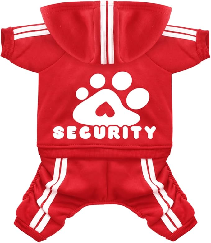 Dog Hoodie Security Clothes 4 Legs Jumpsuit Sweatshirt Hoodies Soft & Warm Dog Outfit Pullover Dog Winter Clothes Sweater for Small Medium Large Dogs Cats (Red, Small)