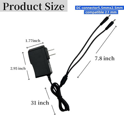 8.4V Dual-Channel Heated Glove Charger, Suitable for Heated Socks, Heated Hats, Heated Vests, etc.; 7.4V Lithium Polymer Rechargeable Battery Pack Replacement kit, 5.5mm x 2.5mm Connector
