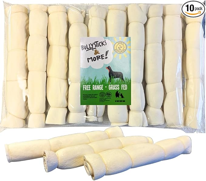 BULLYSTICKS & MORE Beef Cheek Rolls for Dogs (10-12" Regular Retriever Roll - 10 Count) - Beef Cheek Bones for Dogs - Dog Parents Choice - Premium No Hide Rolls