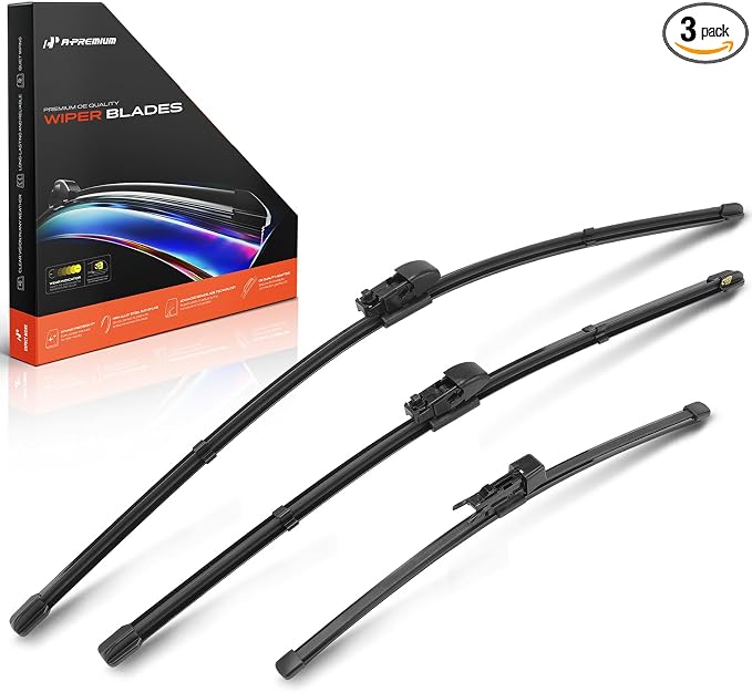 A-Premium 24"+20"+13" Windshield Wiper Blades Compatible with Land Rover Discovery 2017-2024 - Front Rear Wipers Blade Set, Gen2V5/FR_2B Arm Connector, with Wear Indicator & Towel (Pack of 3)