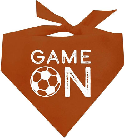 Game On Soccer Dog Bandana | 100% Cotton Adjustable Triangle | Made in USA | Soccer| Sports | Biggest Fan | Game Day | Dark Orange, One Size (1073)