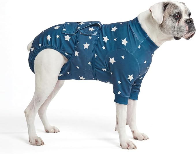 Spark Paws Dog Surgery Recovery Suit – Dog Recovery Suit After Surgery, Anti-Lick Dog Onesie, Abdominal Wound Protector, Soft Cone Alternative for Spay Neuter Male Female Pet Recovery - Stars - 3XL
