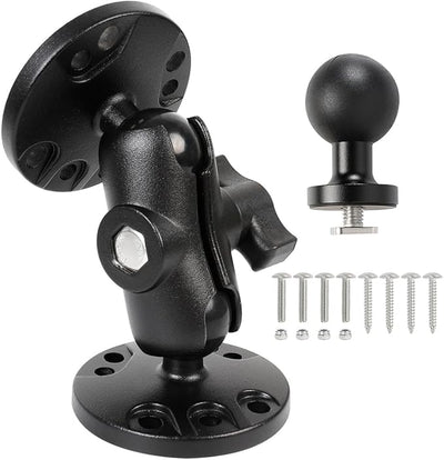 Aluminum 1" Ball Fish Finder Mount for Garmin Striker 4 / Plus 4 / Vivid 4cv, AMPS Hole Round Plates for RAM Mounts/GPS/Boats/Vehicle, T-Bolt Attachment for Track Systems, Lowrance, Humminbird