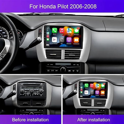 9-inch Android 15 Car Stereo Radio for Honda Pilot 2006-2008 with Apple CarPlay Android Auto, Touchscreen, GPS Navigation, SWC, WiFi, Bluetooth, FM/RDS, Backup Camera, 4+64GB
