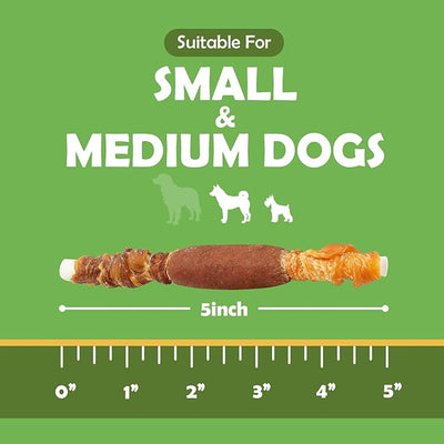 MON2SUN 5 Inch Triple Flavor Chicken Liver Duck and Chicken Rawhide 30 Count for Small and Medium Dogs & 5 Inch Triple Flavor Chicken Pumpkin and Duck Rawhide 15 Count for Small and Medium Dogs