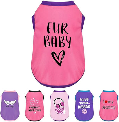 Color-Blocked Dog Tank Top with Playful Heat Transfer Designs – Lightweight Polyester Shirt for Small,MediumDogs, Perfect for Casual Outings.Fur Baby Pink 2XL